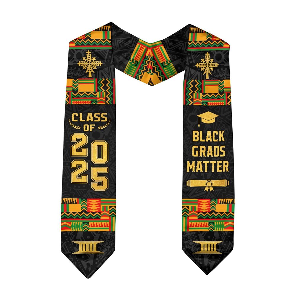 2547 African Graduation Sash Graduation Stoles Black Stole Class of 2025